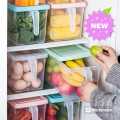 Refrigerator Storage Box With Handle Transparent Sealed Rectangle Plastic Container with Lid. 