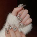 24cs ink ails Y2 ress on ails ig Sparkly hinestone esigns la French ips False ails for Women y2k s. 