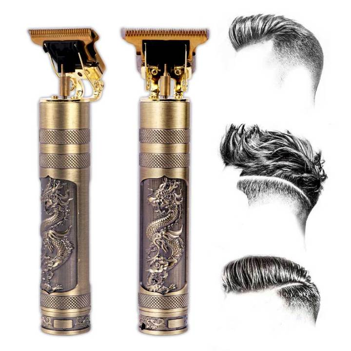 Vintage T9 Trimmer Professional Dragon Style Metal Rechargeable Electric Hair Clipper Cutting Machine Men Zero Gapped Hair Clipper and Hair Trimmer Professional Cordless Haircut Electric USB Charging Beard Trimmer and styler for Men Note random color will