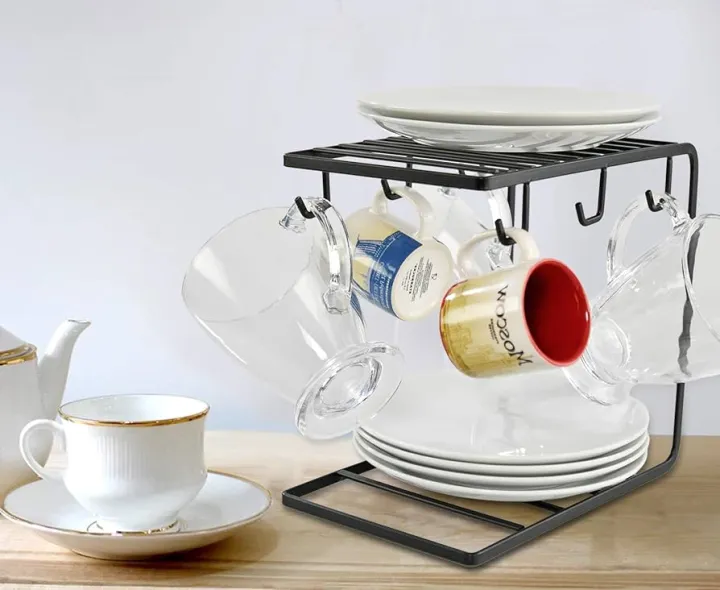 Metal%20Mug%20Tree%20Holder%20Stand%20for%20Counter-Rustic%20Coffee%20Cup%20Holder%20for%20Counter-6%20Mug%20Rack%20Organizer%20for%20Kitchen%20Cabinet-Mug%20and%20Plate%20Holder-Black%20-%20Image%203