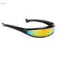 Futuristic Narrow Lens Visor Eye Sunglasses Black+White Frame Silver Mirror. 