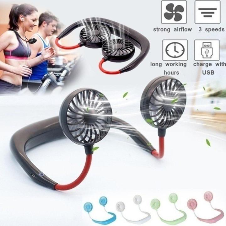 Hanging Neck Fan for Kitchen Rechargeable for Girls Working Traveling Office Reading Folding  Fan Wearable Portable Neckband Mini Fan 360 Degrees USB Chargeable