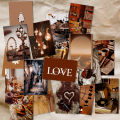 Brown Theme Aesthetic Wall Collage kits Photo Cards For Room Decoration ( High Resolution Digital HD Printing ). 