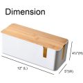 Cable Management Box with Bamboo Lid Small Cable Organizer Box for Extension Cord Stripe Surge Protector. 