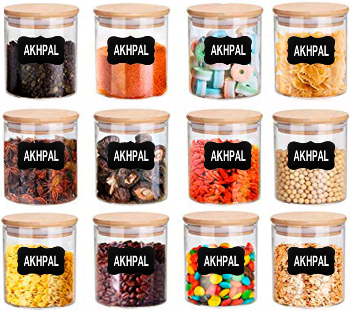 Jar Labels Small Spice Pots AKHPAL Glass Jars Set,Upgrade Spice