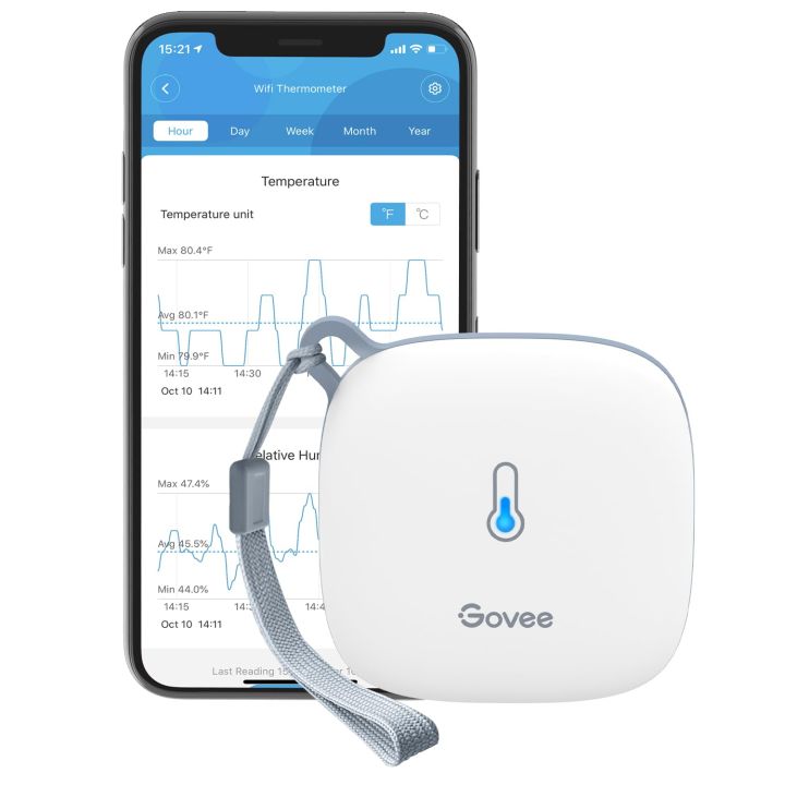 Govee WiFi Thermometer Hygrometer, Smart Humidity Temperature Monitor with App Notification Alert, Remote Monitor for Room Greenhouse Incubator Wine Cellar, 2 Years Free Data Storage Export B A14 THERM