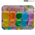 Pack of 4: Four vibrant crystal jelly slimes in one set.    Multicolor Fun: Includes pink, blue, yellow, and green hues.    Crystal Texture: Translucent, jelly-like feel for sensory play.    Non-Sticky Formula: Mess-free and easy to clean up.    Safe & No. 