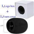 Portable Square Cube Microphone Flag Station Logo with Foam Cover Filter. 