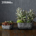 【Miga Plaza】Wei Green Creative Nordic Rectangular Stone-like Breathable Epipremnum Aureum Succulent Butterfly Orchid Bamboo Cement Flower Pot Large Indoor. 