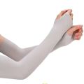 【HOT】 Long Gloves Sun UV Protection Hand Protector Cover Arm Sleeves Ice Silk Sunscreen Sleeves Outdoor Arm Warmer Half Finger Sleeves. 