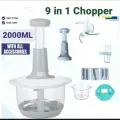 Manual Chopper, 2000ML/1500ML/700ML/2000ML 9IN1 Speedy Chopper with 3 Curved Stainless Steel Blades,Vegetable Chopper/Mincer/Mixer/Blender to Chop Fruits Onions/Nuts/Ginger/Herbs. 