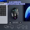 wireless gaming mouse, RGB gaming mouse, Bluetooth mouse, wireless mouse with USB dongle, LED gaming mouse, stylish gaming mouse, ergonomic computer mouse, black gaming mouse, RGB wireless mouse, PC gaming accessories, laptop wireless mouse. 