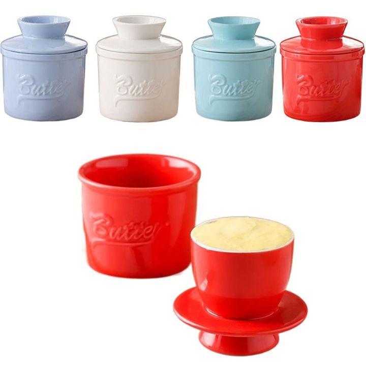 Glossy Finish Butter Bell Crock Durable with Lid Handmade Butter Holder Thicken Big Capacity Ceramic Butter Dish Kitchen