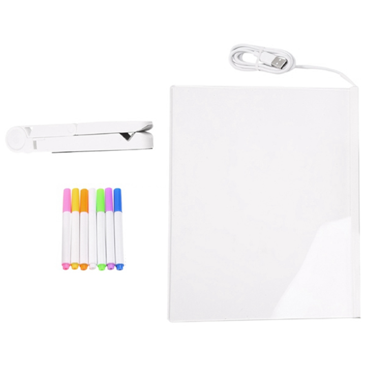 LED Note Board, Glowing Acrylic Message Marker Board with Light, Board Note Illuminated White Board (7.9 X 7.9In) Easy to Use