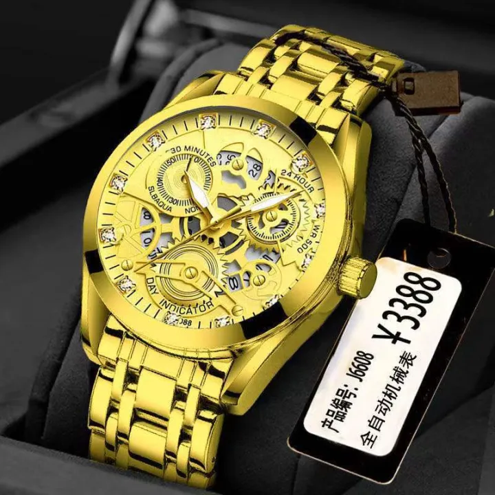 POSHI%20Luxury%20watch%20for%20men%20relo%20water%20proof%20Creative%20Dial%20Automatic%20Movement%20Wrist%20Watch%20For%20Man%20gold/black%20calendar%20luminous%20display%20Stainless%20Steel%20Strap%20-%20Image%202