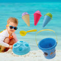 Kids Beach Toys Bucket Pail Ice Cream Molds Sand Playset For 4-8 Years Old. 