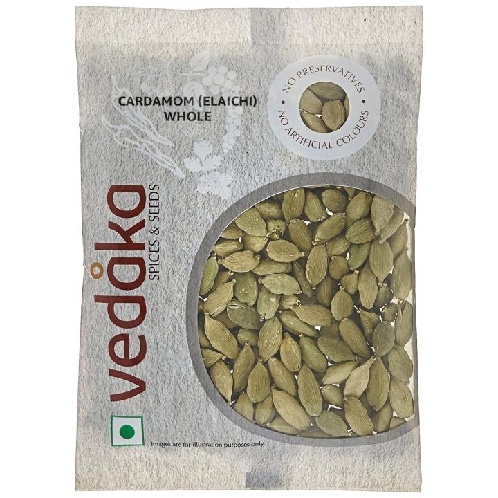 Amazon Brand - Vedaka Whole Cardamom (Elaichi) | No Artificial Colours or Preservatives  50gm