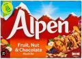 Alpen Cereal Bars Fruit & Nut with Milk Chocolate 145g (Pack of 5 Bars). 