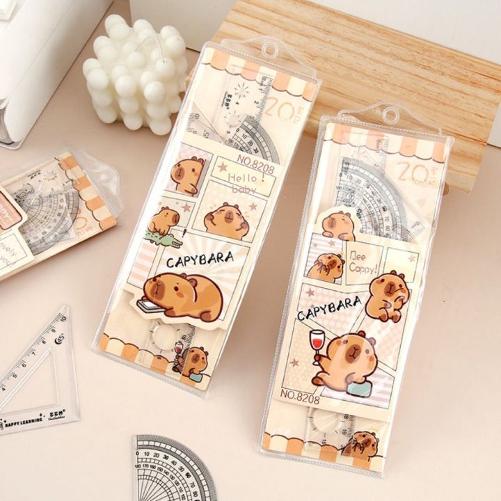 4Pcs/set Cartoon Plastic Ruler Cartoon Transparent Capybara Ruler Set ...