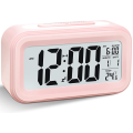LED Light Up Alarm Clock, Battery Operated Silent Aalarm,Pink. 