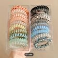 5PCS Colorful Telephone Wire Hair Ring Girls Traceless Springs Elastic Hairbands For Women Headdress Hair Ties Rubber Bands Yao Store. 