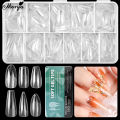 Monja 550PCS Matte Soft Gel Tips False Press on Coffin Almond Oval Square Nail Extension Acrylic Artificial Manicures Tools. 