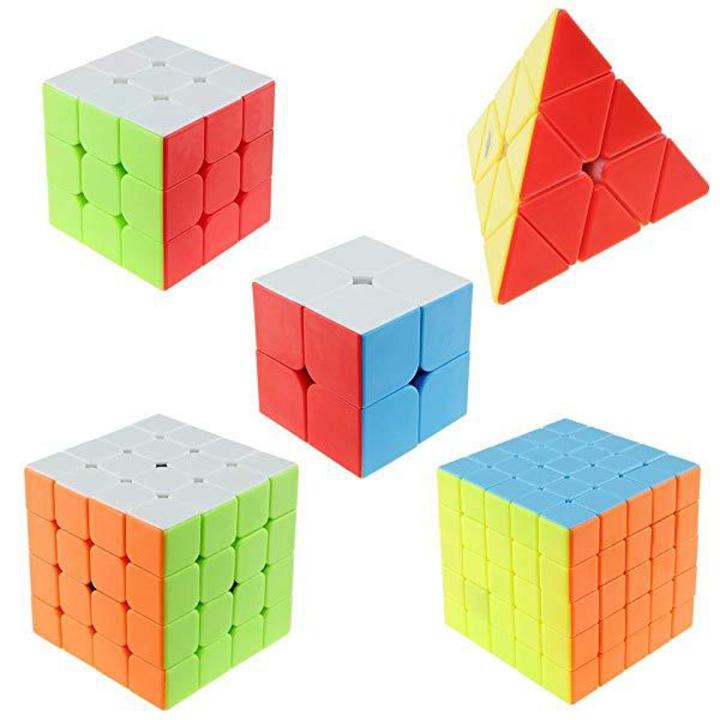Bundle of 4 Rubik's Cubes (2x2, 3x3, 4x4, 5x5) - Sticker Less, Speed Cube Set, Stickerless Magic Cube Puzzles Toy