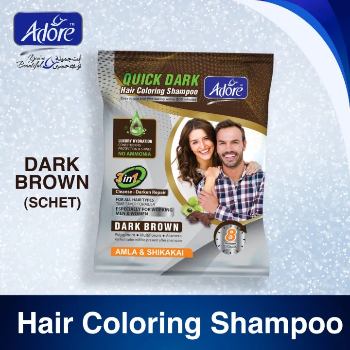 Adore Quick Dark Hair Coloring Shampoo Schet (Dark Brown) | Daraz.pk