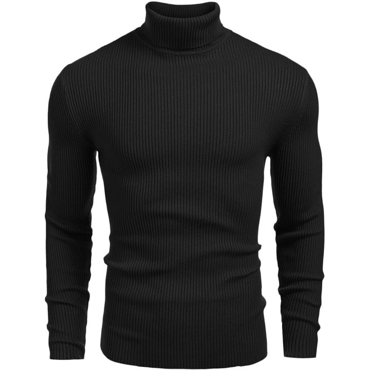 Solid Men High Neck Black Shirt