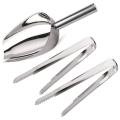 Ice Scoop and Ice Tongs (3 Pack), Stainless Steel Serving Tongs and Food Scoop for Ice Bucket, Bar, Kitchen, Tea Party and Wedding. 