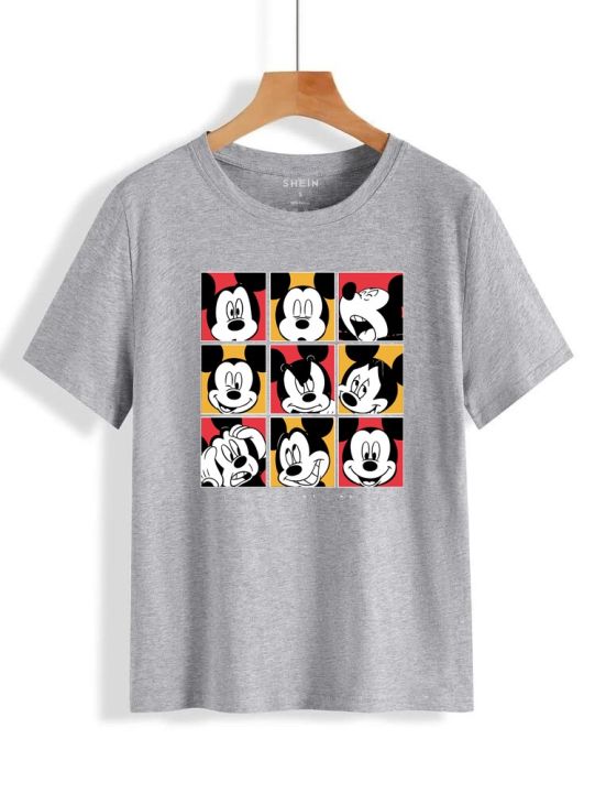Mickey%20Mouse%20Faces%20Printed%20Cotton%20Half%20Sleeves%20O%20Neck%20T%20Shirt%20For%20Women%20-%20Image%205