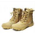 Beige Suede Leather Long Army Boots for Men. 