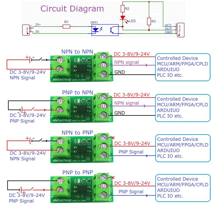 DC 3.3V/5V/12V/24V Digital Logic Level Conversion Module PNP/NPN to NPN PNP MCU PLC IO Switch Signal Isolation Protection Board