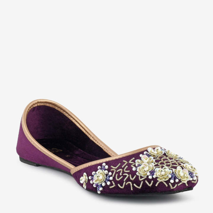ECS Velvet Bloom Flat Khusa For Women
