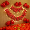 Happy Anniversary 16 Pcs Foil Banner Balloons, 16 Inch Alumunium Chrome Metallic Foil Baloon Set Reusable Material For Wedding, Nikkah, Marraige Anniversary Celebration, Letter Party Decoration, Party Supplies, Red Anniversary Balloon Banner, Gold, Silver. 