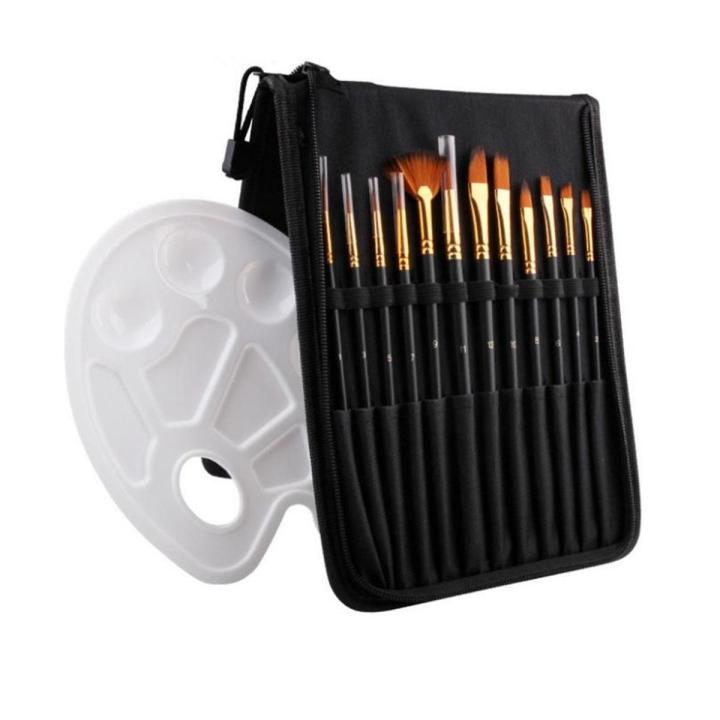 Modycon 12 pcs set Paint brushes set with Bags-canvases painter's palette set for drawing Paint Portable stationery