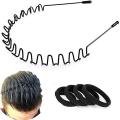 Spring Hair Care Zigzag Metal Waved Hairband Sports Hairclip for Daily use Haircatch Unisex for Head Black Mens , Boys Ring squid game. 