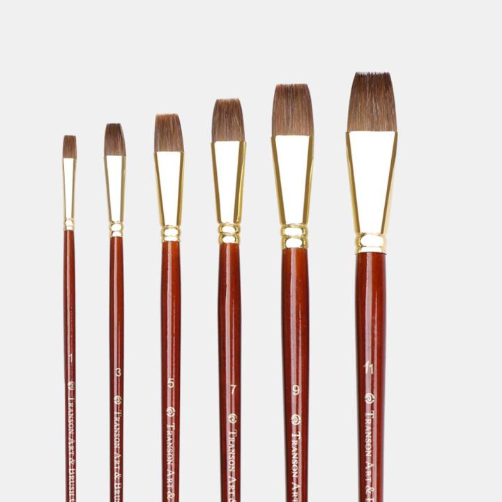 Flat Weasel Hair Painting Brush Artistic Professional Watercolor Paint