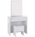 2-Piece Vanity Set with Hidden Mirror Storage, Lift-Top Stool, Dressing Table with Mirror, Tufted Stool, Drawer, Wooden Dressing, Vintage Touch – A Stylish Fusion of Functionality and Charm. 