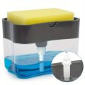 2 in 1 Soap Dispenser Push-Out Liquid Dispenser Kitchen Dishwashing Brush Scouring Pad Detergent Automatic Dispenser Kitchen Tool. 