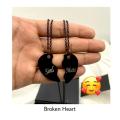 Customized Engraving Name Broken Heart Couple Locket | black | Silver by Hawkeye Store. 