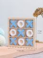 Tic Tac Toe Wooden Board Game-1 Pc Board- Circle & Cross Shape Blocks- X o S Game- Noughts and Crosses Game- Quality Board Game Party Favor Fun Indoor Brain Teaser Children's Puzzle Game. 