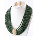 Green Jewelry Set with Center Golden Stone For Women - Green. 