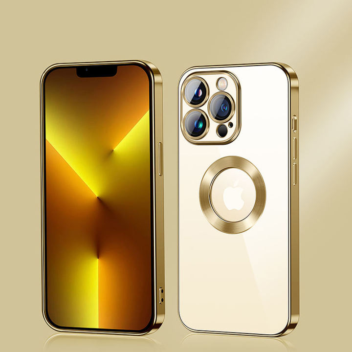 Infinix Hot 10 Play Luxury Chrome Transparent CD Plating Logo Hole Case Lens Camera Protector Back Cover