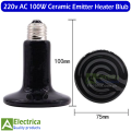 100W Ceramic Heat Emitter, Reptiles Ceramic Heat Lamp Bulbs for Reptile,Tortoise,Coop,All Pet Spend Winter Emitting Brooder Coop Heater for Amphibian Pet & Incubating Chicken Incubator by Electrica. 