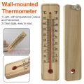 Wood Grain Hanging Vertical Indoor Thermometer Temperature Meter Monitor Gauge Fahrenheit and Celsius Scales for incubator wall Room. 