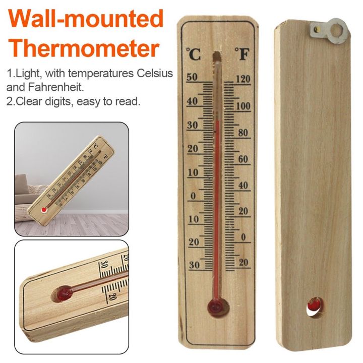 Wood Grain Hanging Vertical Indoor Thermometer Temperature Meter Monitor Gauge Fahrenheit and Celsius Scales for incubator wall Room