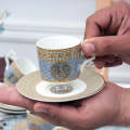 12 Pcs Tea Cups Set of 6- Ceramic Kehwa Set with Saucer 50 ml- Groovy Queen kehwa Set- small size. 