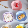 Kitchen Accessories Square Plastic Dinner Plate Set (Set of 10 Pcs) Colorful Snacks/Breakfast Plate with Stand Kitchen Tools - 10Pcs - MultiColor. 
