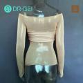 DR BEI T-shirt Stretchy Off Shoulder See-through Tee Shirt. 